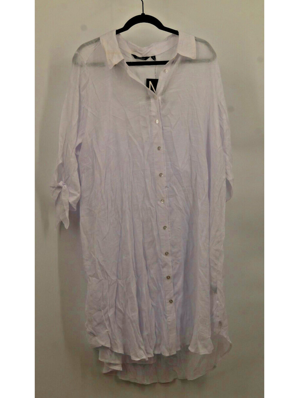 Mlle Gabrielle Women’s White Layered Blouse 2X Plus Size Button Dressy Top NWT
